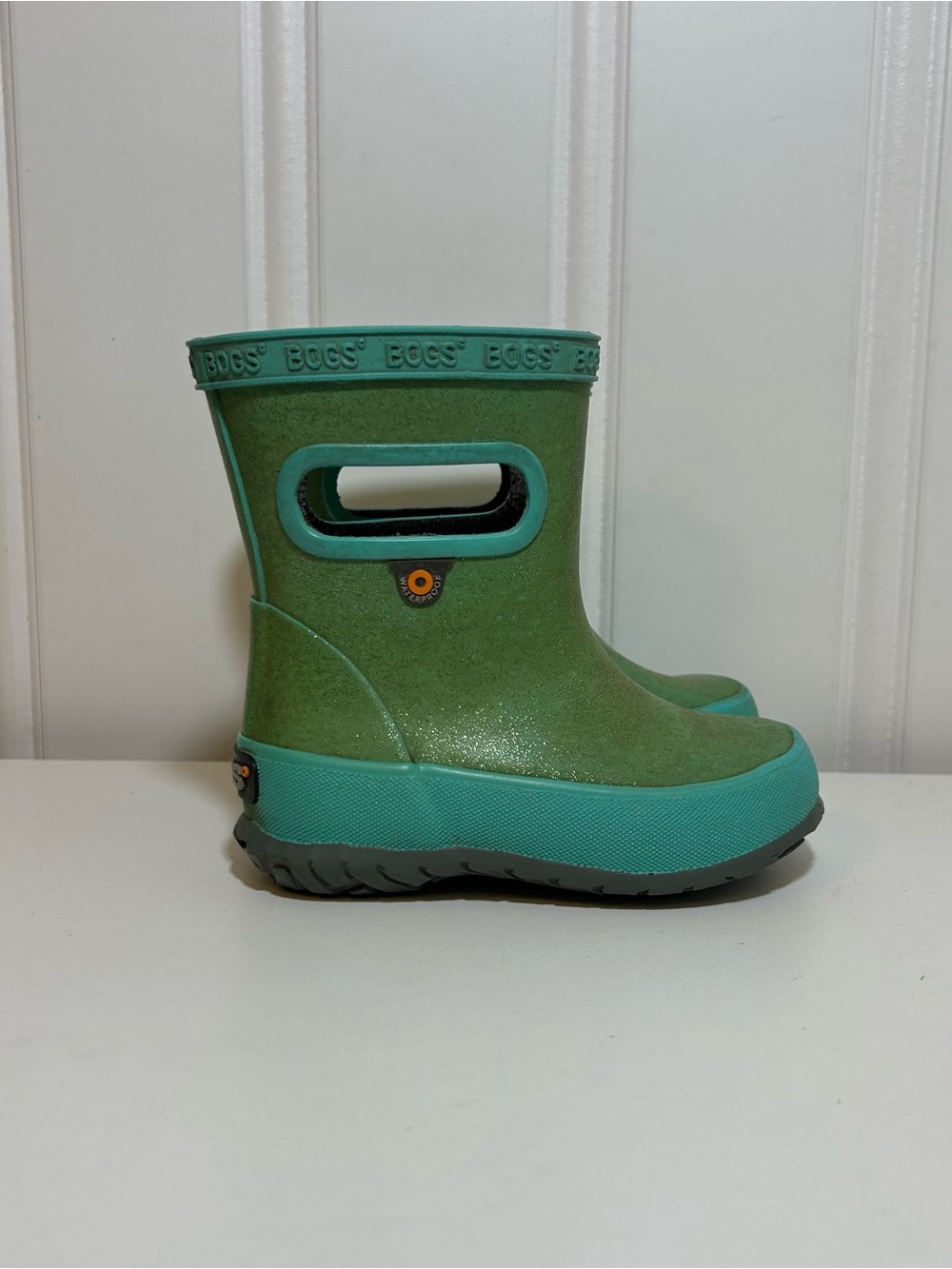 Bogs skipper Kids' Green glitter Waterproof Rain Boots